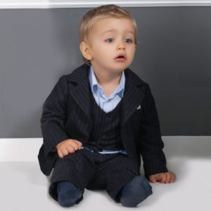 Patachou Boys Navy Blue Pinstripe Waistcoat-3294