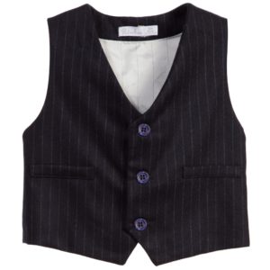 Patachou Boys Navy Blue Pinstripe Waistcoat-0