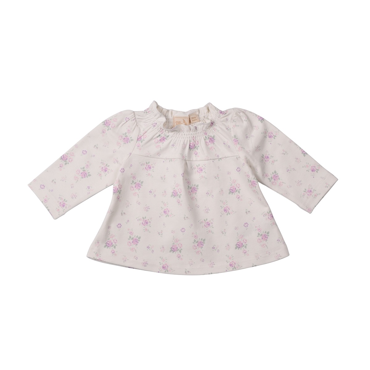 Toffee Moon, Baby Girls Ditsy Top In Vintage Rose Print-0