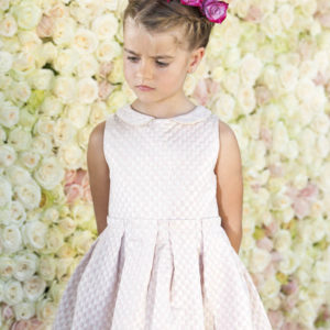 Patachou Pink Jacquard Dress with Gold Shimmer Thread-0
