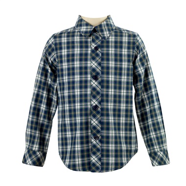 Rachel Riley, Boys Green & Navy Tartan Shirt-3676