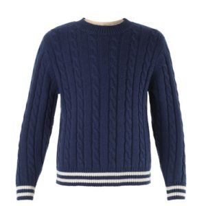 Rachel Riley, Boys Navy & Ivory Cable Knit Jumper-0