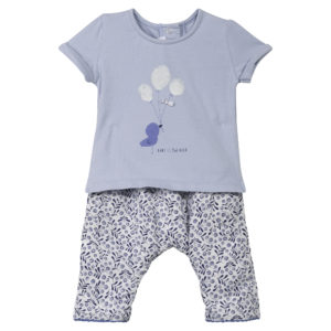 Absorba Blue Floral Trousers and T Shirt Set-0