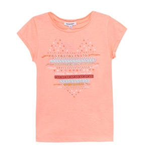 3Pommes Girls Coral Heart T Shirt-0