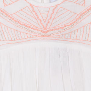 3Pommes Girls Ivory & Coral Crêpe Blouse-4124