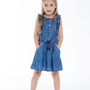 3Pommes Girls Cotton Chambray Dress-4111