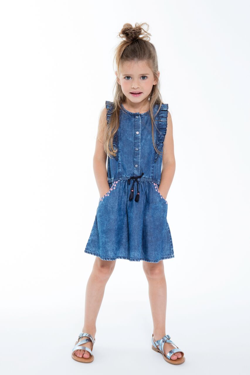 3Pommes Girls Cotton Chambray Dress-4111