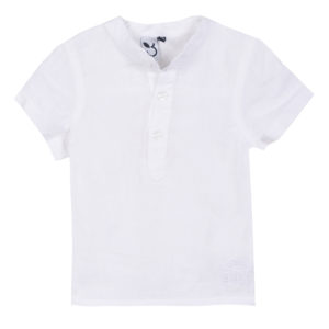 3Pommes Boys White Linen Shirt-0