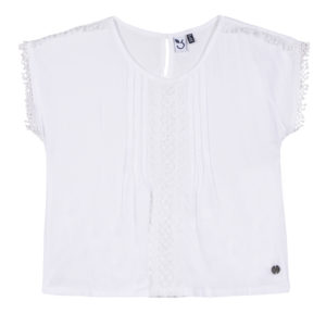 3Pommes Girls White Lace Blouse-0