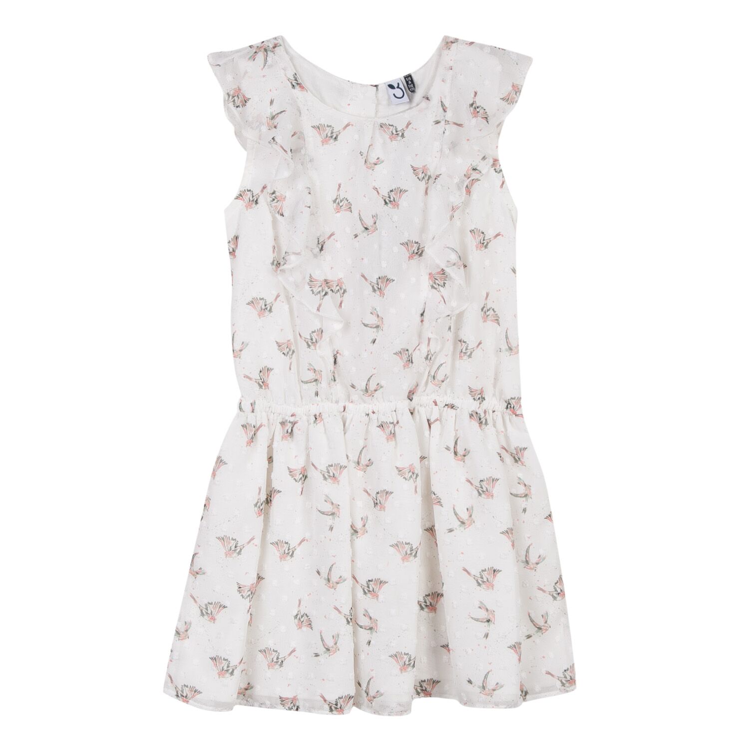 3Pommes Girls Ivory Chiffon Dress-4138