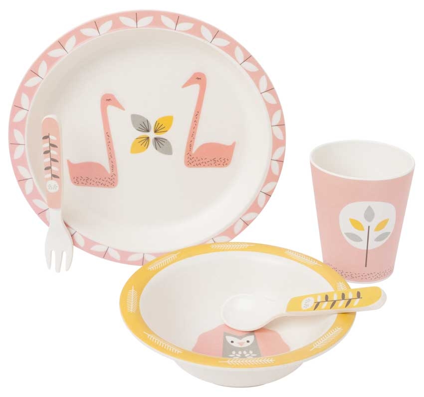 Fresk Bamboo Dinner Set - Swan Print