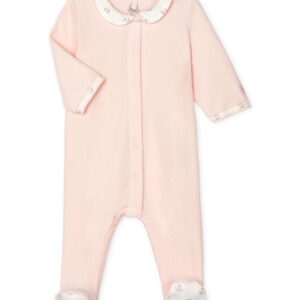 Petit Bateau Baby Girls' Pink Velour Sleepsuit