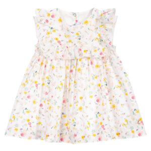 Petit Bateau Baby Girls' Ivory & Yellow Floral Dress