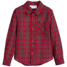 Rachel Riley, Boys Red Tartan Flannel Shirt - Image 4