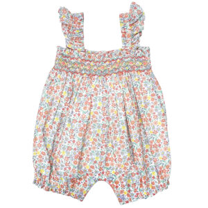 Albetta smocked romper floral print baby girl romper